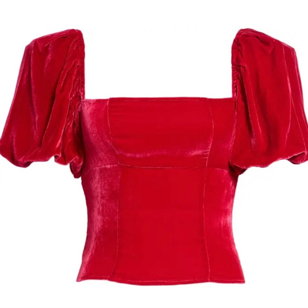 Reformation Luka Velvet Top in Rhubarb